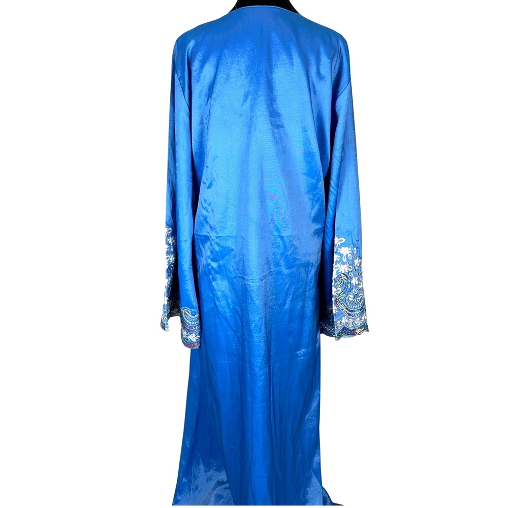 Luxurious Blue Kaftan Abaya Embellished Maxi Dress Long Sleeve‎ - Picture 5 of 5